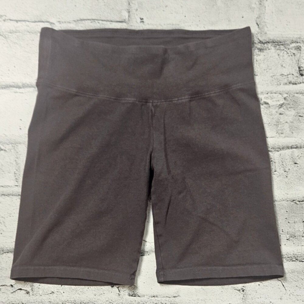 TNA Aritzia Turner Bike Shorts XS Taupe Brown Cotton 7 Inch Athleisure